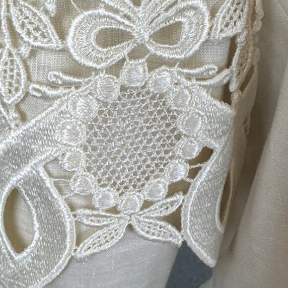 Vintage Jessica McClintock Linen & Lace Peplum Dress Cottagecore  Rare Unique - Picture 6 of 15